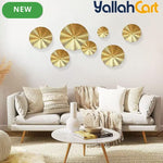7-Piece Golden Metal Leaf Wall Art – 3D Decorative Wall Sculptures for Home & Office