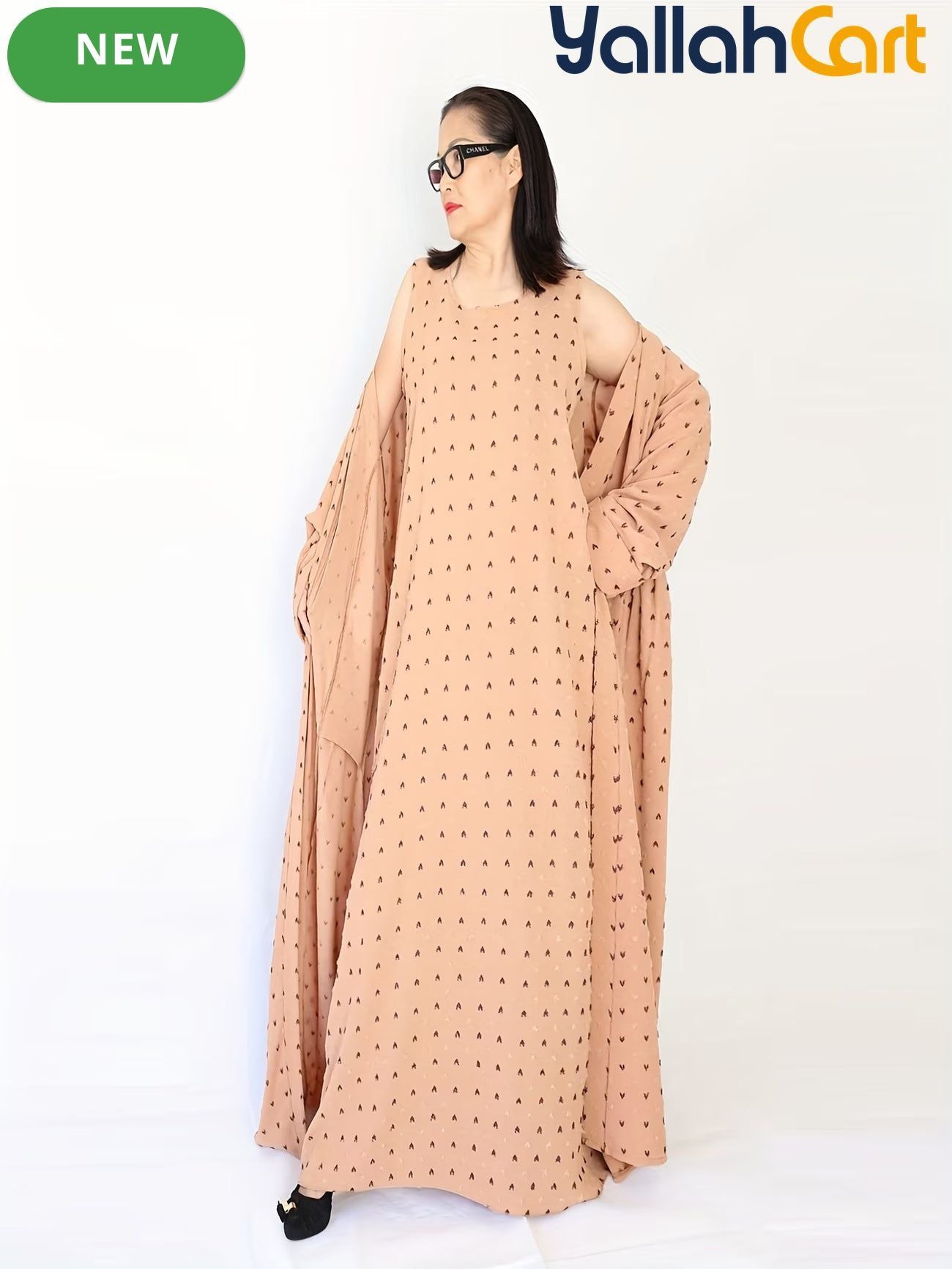 Plus Size Women’s Soft Jacquard Cardigan Abaya – Loose & Comfortable Robe