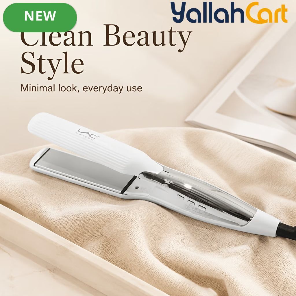 White Wide Plate Titanium Hair Straightener – Fast Heating Flat Iron for Thick Long Hair