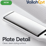White Wide Plate Titanium Hair Straightener – Fast Heating Flat Iron for Thick Long Hair