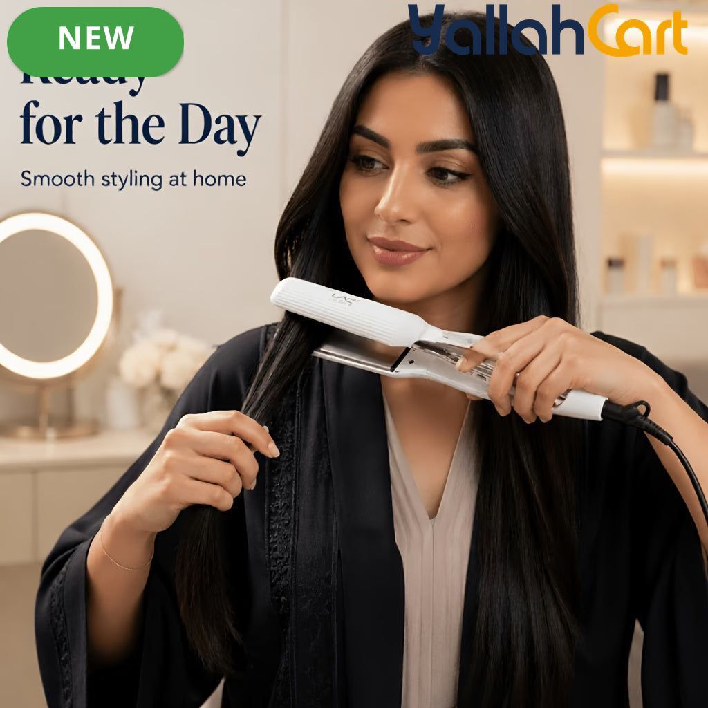 White Wide Plate Titanium Hair Straightener – Fast Heating Flat Iron for Thick Long Hair