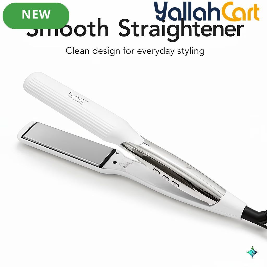 White Wide Plate Titanium Hair Straightener – Fast Heating Flat Iron for Thick Long Hair