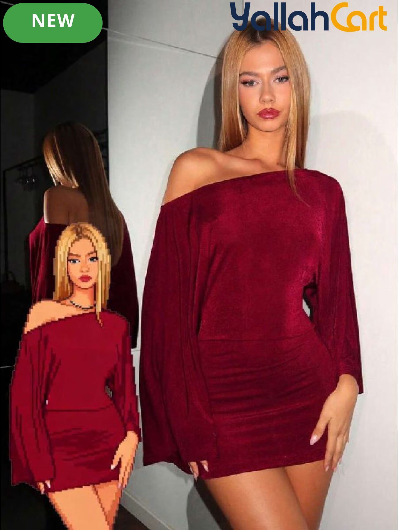 Women’s Elegant Burgundy Off-Shoulder Short Dress – Party & Night Out