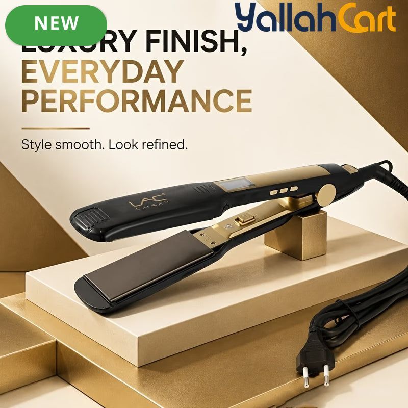 Wide Plate Digital Hair Straightener Flat Iron – Black