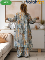 Elegant Plus Size Middle Eastern Digital Print Set