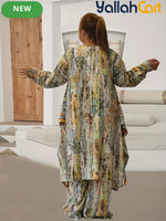 Elegant Plus Size Middle Eastern Digital Print Set