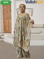 Elegant Plus Size Middle Eastern Digital Print Set