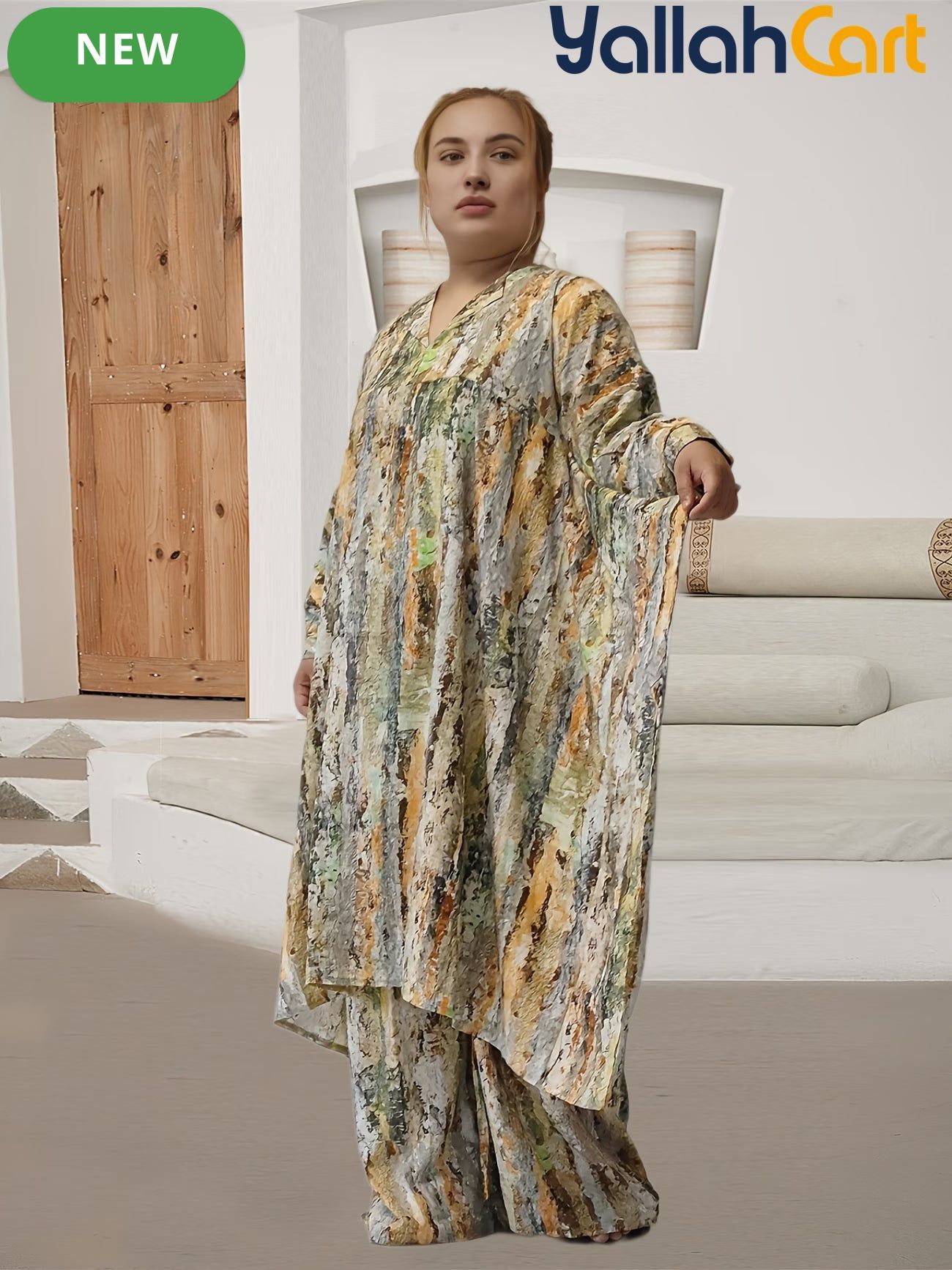 Elegant Plus Size Middle Eastern Digital Print Set