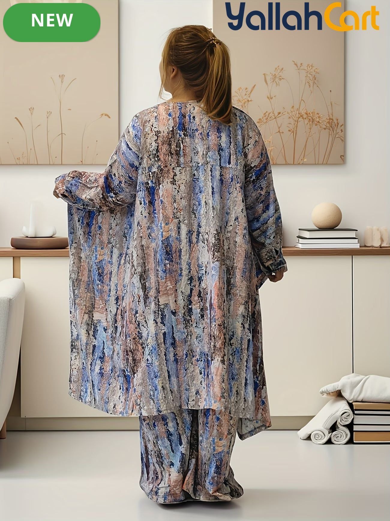 Elegant Plus Size Middle Eastern Digital Print Set