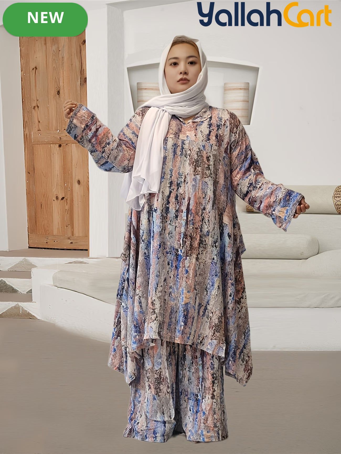 Elegant Plus Size Middle Eastern Digital Print Set
