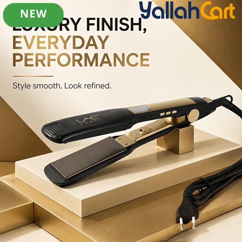 Wide Plate Digital Hair Straightener Flat Iron – Black