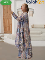 Elegant Plus Size Middle Eastern Digital Print Set