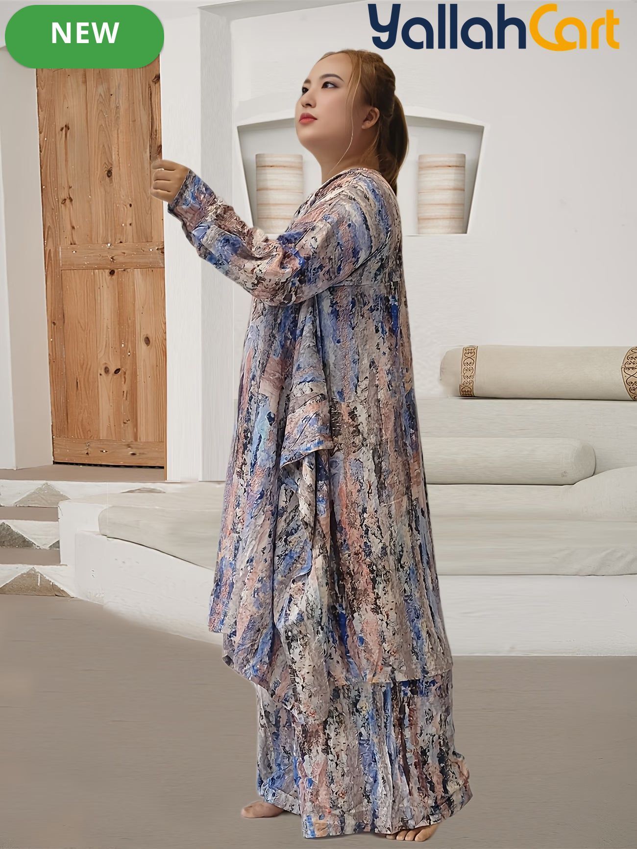 Elegant Plus Size Middle Eastern Digital Print Set