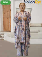 Elegant Plus Size Middle Eastern Digital Print Set