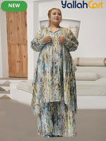 Elegant Plus Size Middle Eastern Digital Print Set