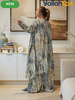 Elegant Plus Size Middle Eastern Digital Print Set