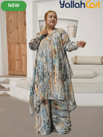 Elegant Plus Size Middle Eastern Digital Print Set