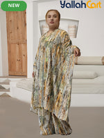 Elegant Plus Size Middle Eastern Digital Print Set