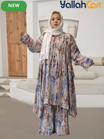 Elegant Plus Size Middle Eastern Digital Print Set