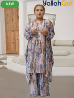 Elegant Plus Size Middle Eastern Digital Print Set