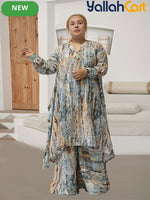 Elegant Plus Size Middle Eastern Digital Print Set