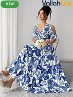 Women's Ring Neck Crossover Maxi Dress – Cashew Floral Print