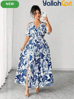 Women's Ring Neck Crossover Maxi Dress – Cashew Floral Print