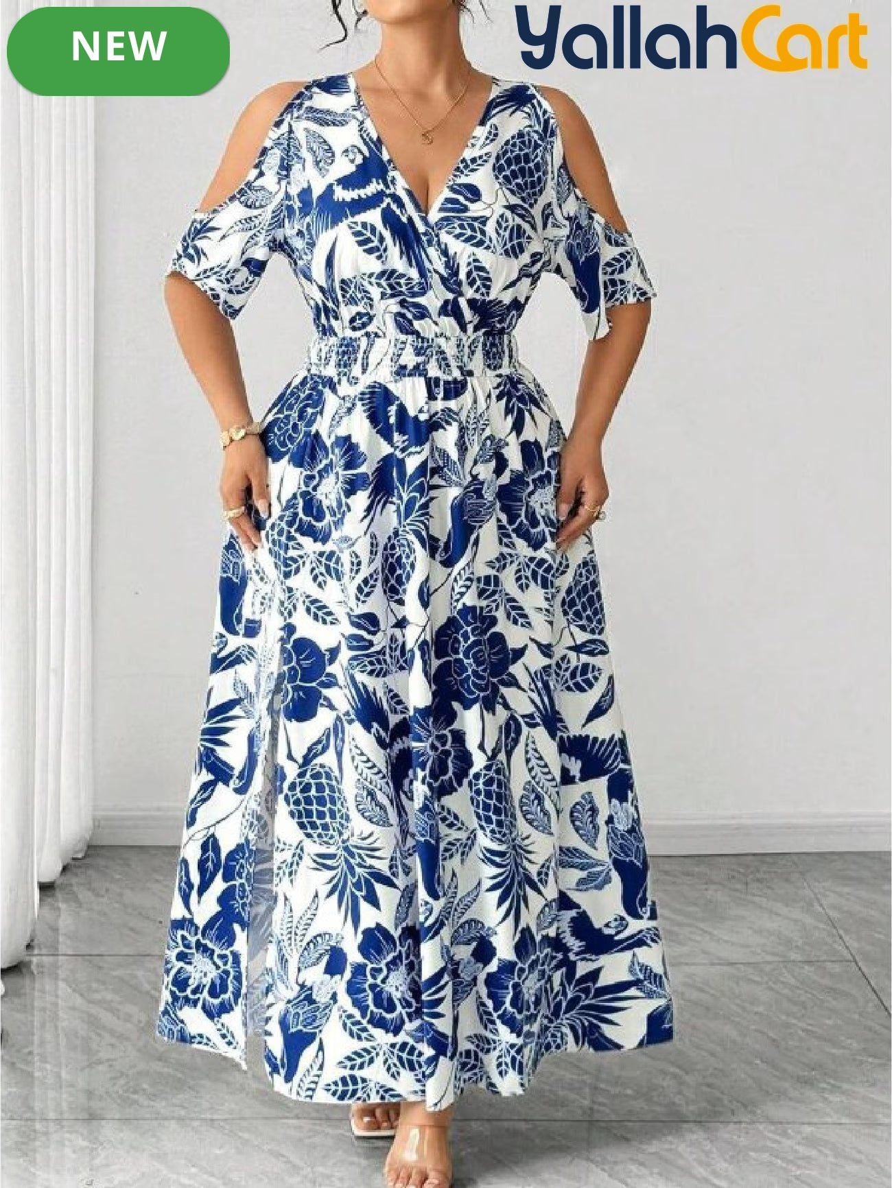 Women's Ring Neck Crossover Maxi Dress – Cashew Floral Print
