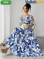 Women's Ring Neck Crossover Maxi Dress – Cashew Floral Print