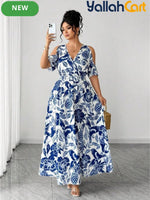 Women's Ring Neck Crossover Maxi Dress – Cashew Floral Print