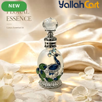 15ml Refillable Peacock Crystal Perfume Bottle – Elegant Essential Oil Dispenser with Metal Base