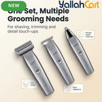 3-in-1 Men's Electric Grooming Trimmer – Silvery, USB Rechargeable