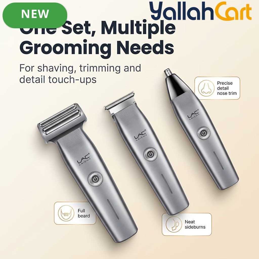 3-in-1 Men's Electric Grooming Trimmer – Silvery, USB Rechargeable