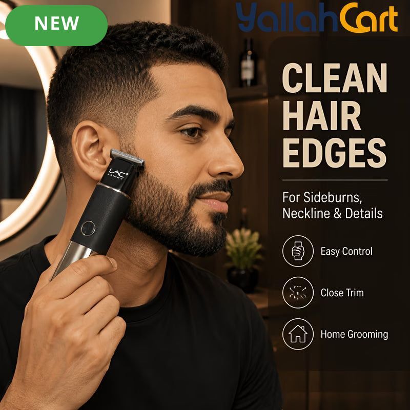 Sleek Black & Silver Hair Clipper – Portable Cordless Precision Trimmer