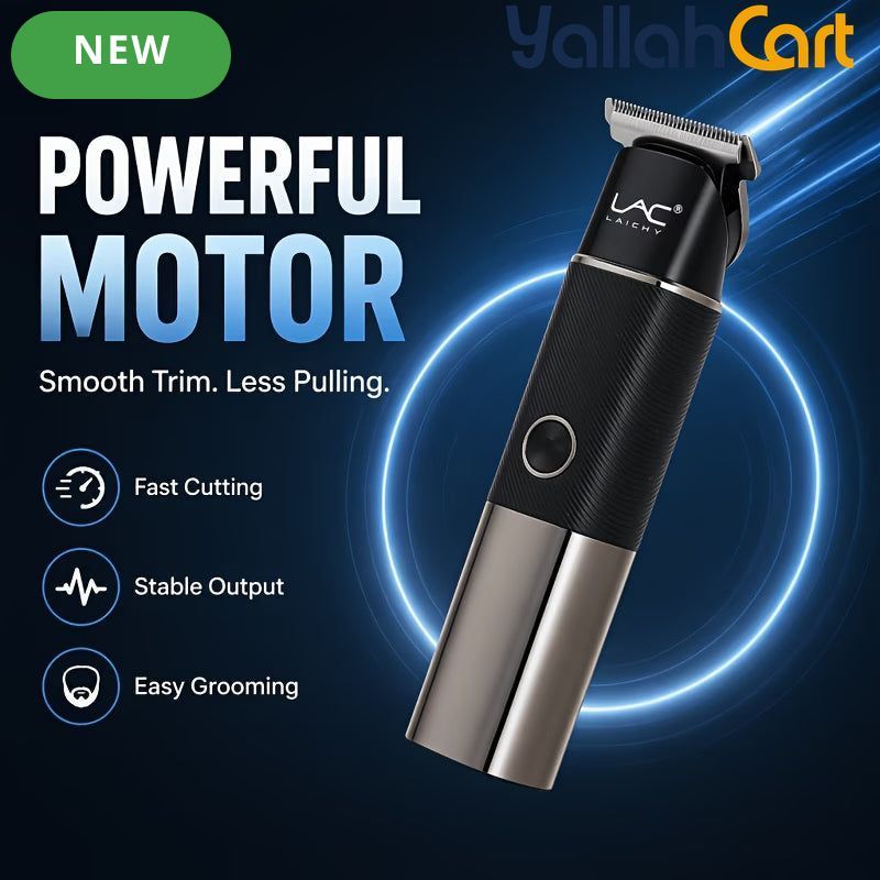 Sleek Black & Silver Hair Clipper – Portable Cordless Precision Trimmer