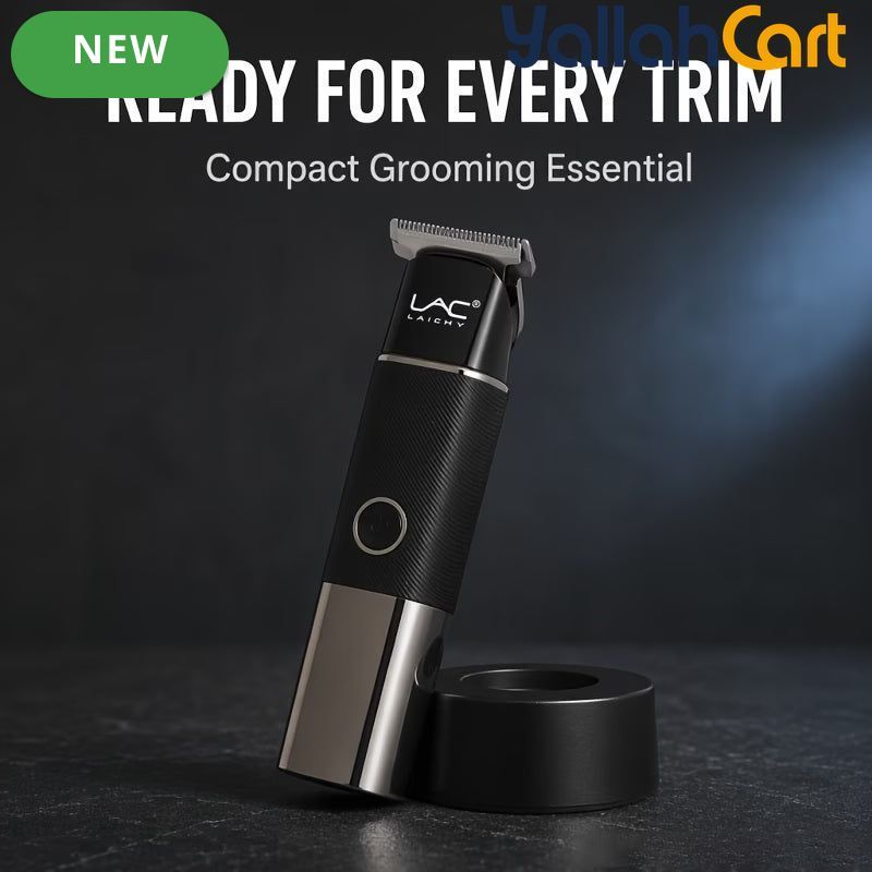 Sleek Black & Silver Hair Clipper – Portable Cordless Precision Trimmer