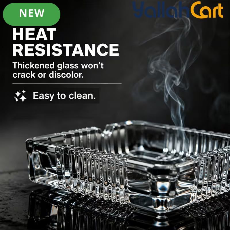 Modern Square Glass Ashtray – Portable Transparent Desktop Ashtray for Home & Office