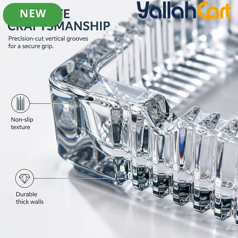 Modern Square Glass Ashtray – Portable Transparent Desktop Ashtray for Home & Office