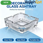 6-Inch Crystal Glass Ashtray – Square Decorative Ash Holder for Home & Office