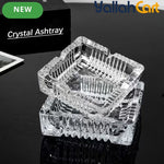 6-Inch Crystal Glass Ashtray – Square Decorative Ash Holder for Home & Office