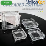 6-Inch Crystal Glass Ashtray – Square Decorative Ash Holder for Home & Office
