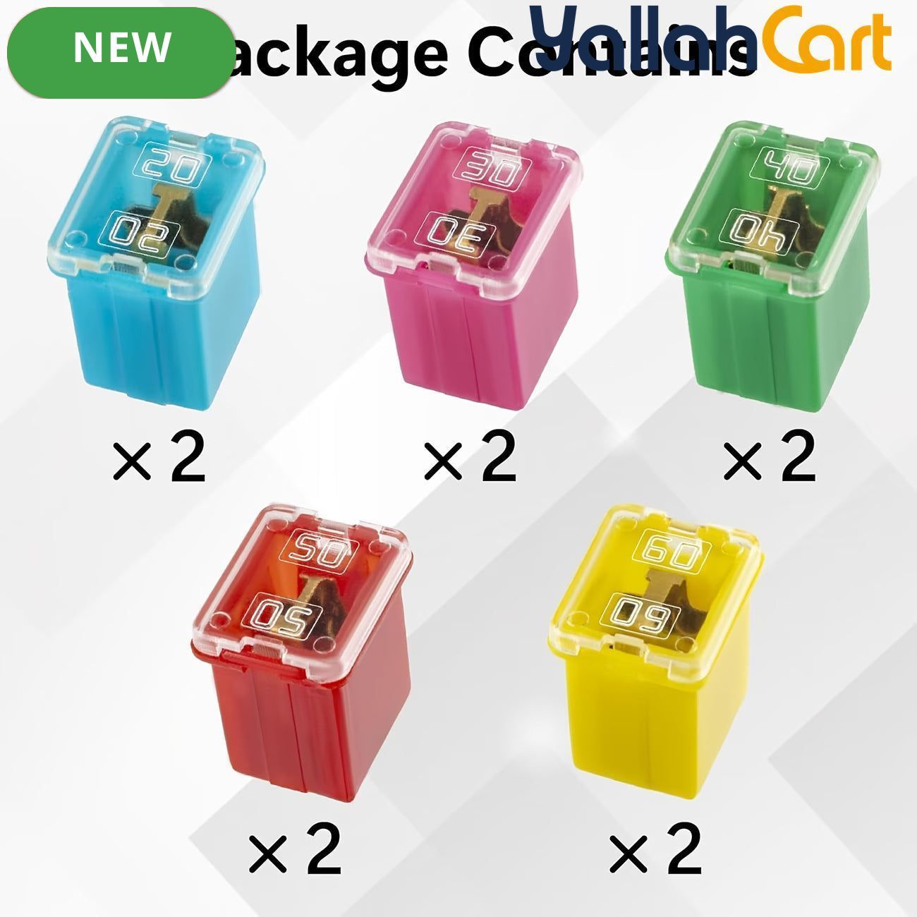 10 Pieces Automotive Low Profile Micro Cartridge Fuse Assortment 20A-60A