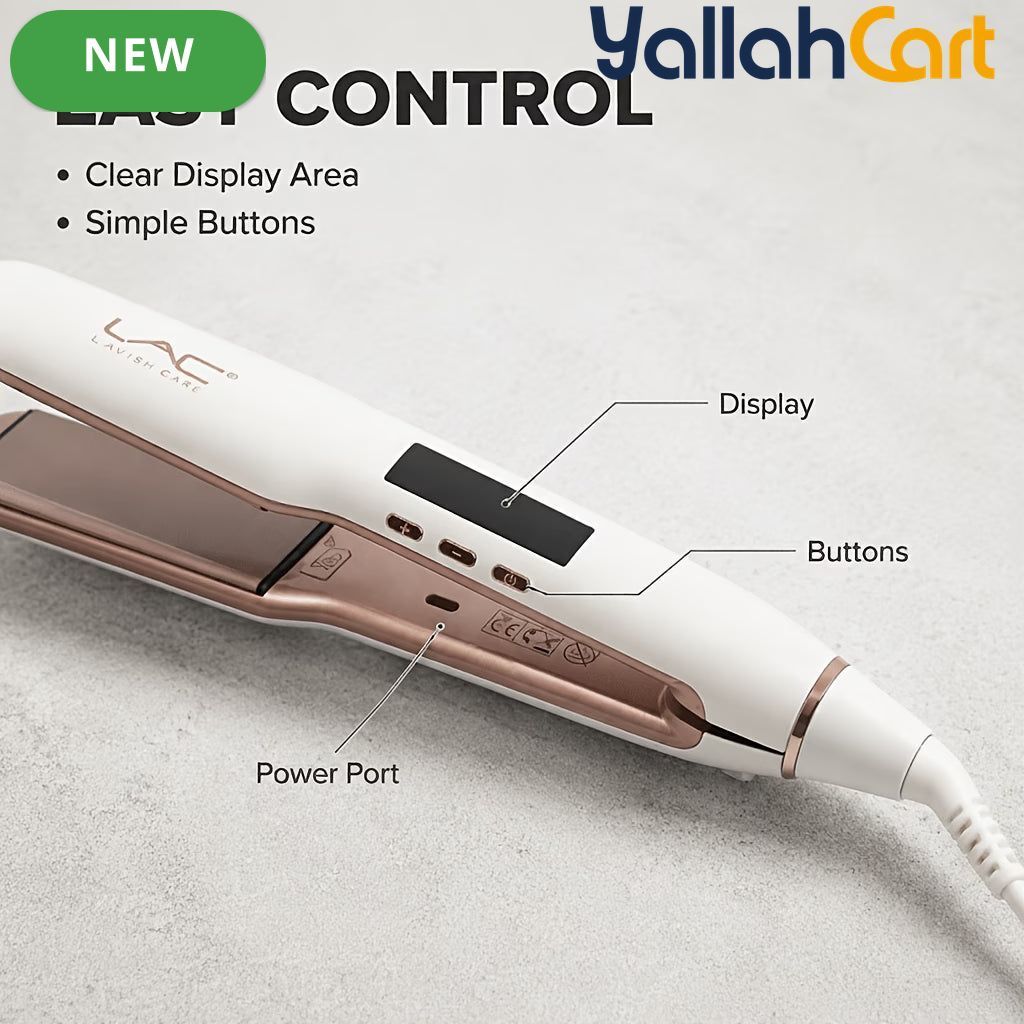 White Rose Golden Travel Hair Straightener – Ceramic Flat Iron with Travel Bag