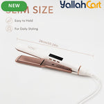 White Rose Golden Travel Hair Straightener – Ceramic Flat Iron with Travel Bag