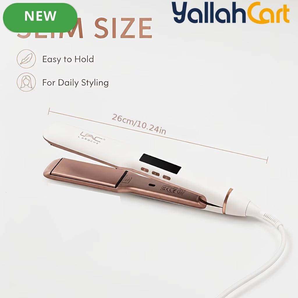 White Rose Golden Travel Hair Straightener – Ceramic Flat Iron with Travel Bag