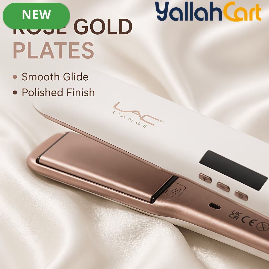 White Rose Golden Travel Hair Straightener – Ceramic Flat Iron with Travel Bag