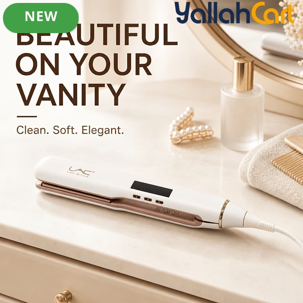 White Rose Golden Travel Hair Straightener – Ceramic Flat Iron with Travel Bag