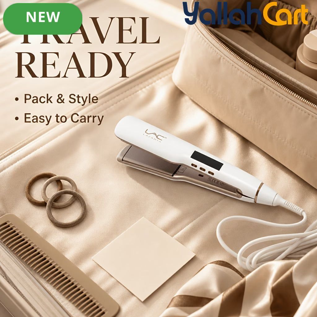 White Rose Golden Travel Hair Straightener – Ceramic Flat Iron with Travel Bag