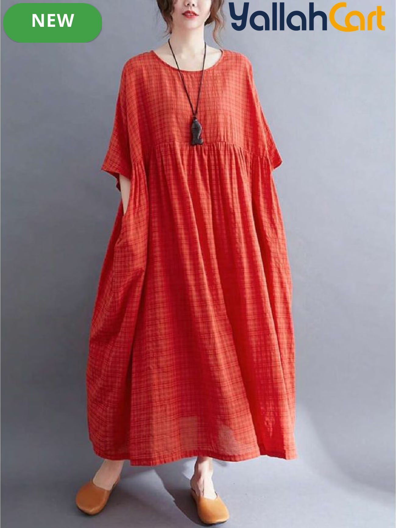 Women’s Elegant Red Plaid Halloween Maxi Dress