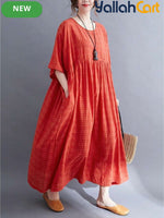 Women’s Elegant Red Plaid Halloween Maxi Dress